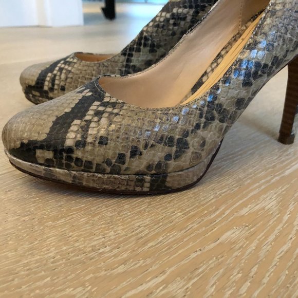 Leather Snakeskin Print Heels - Picture 5 of 11
